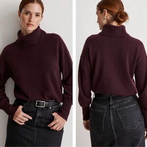 Madewell (Re)sponsible Cashmere Turtleneck Sweater in Dark Purple Sz L
